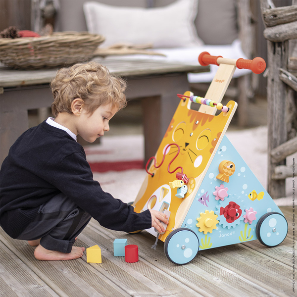 Chariot Multi Activites Chat En Bois Janod King Jouet Activites D Eveil Janod Jeux D Eveil