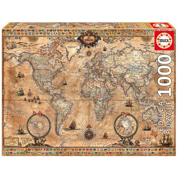 Puzzle carte du monde 1000 pièces Educa : King Jouet, Puzzle 500 à 1000 ...