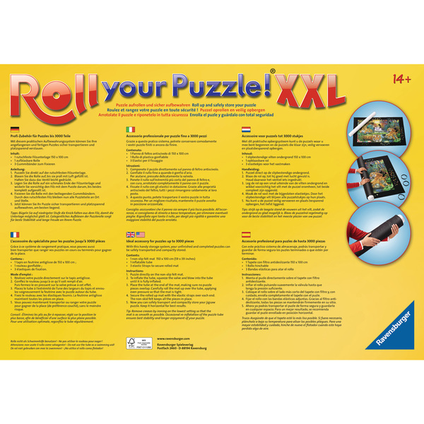 Tapis à Puzzle Navaris 1000 Pièces - Feutre Roulable Avec 6 Plateaux Trieurs - Rangement Pratique