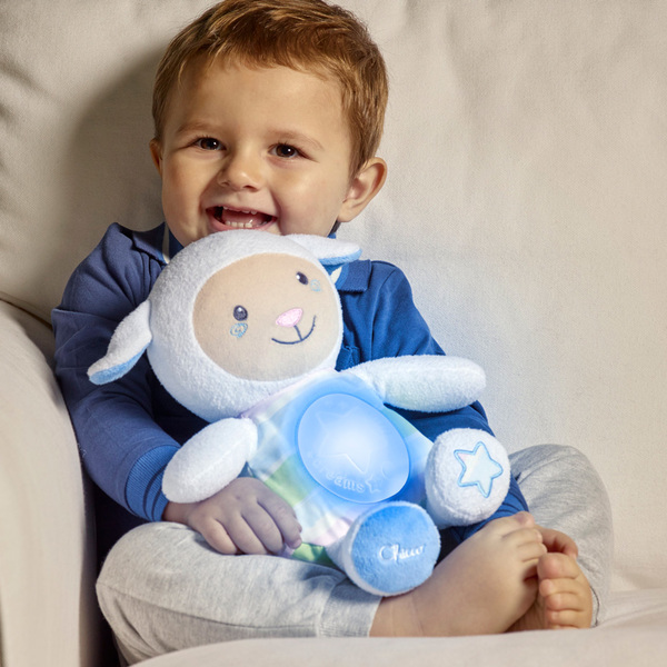 Peluche mouton tendres mots doux bleu
