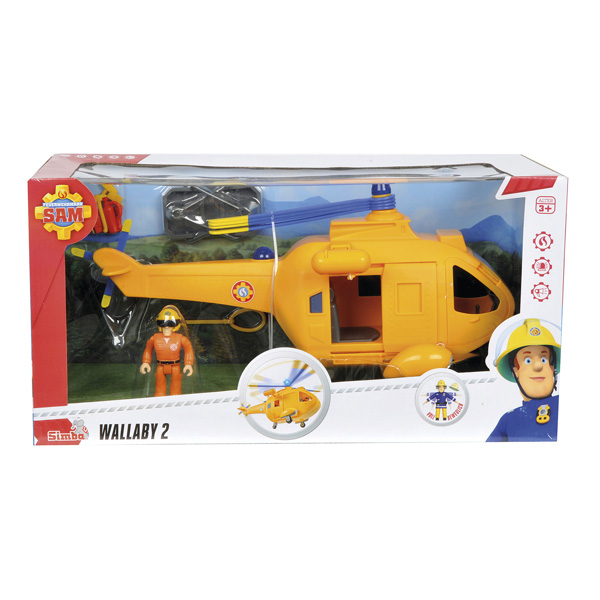 Hélicoptère Sam Le Pompier Wallaby 1 - Fonctions Sonores Et Lumineuses, Figurine Tom Incluse