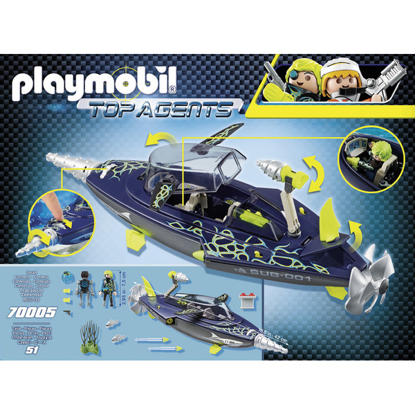 PLAYMOBIL Top Agents Team S.H.A.R.K. Rocket Rafter – Mit Figur & Abschießbaren Raketen