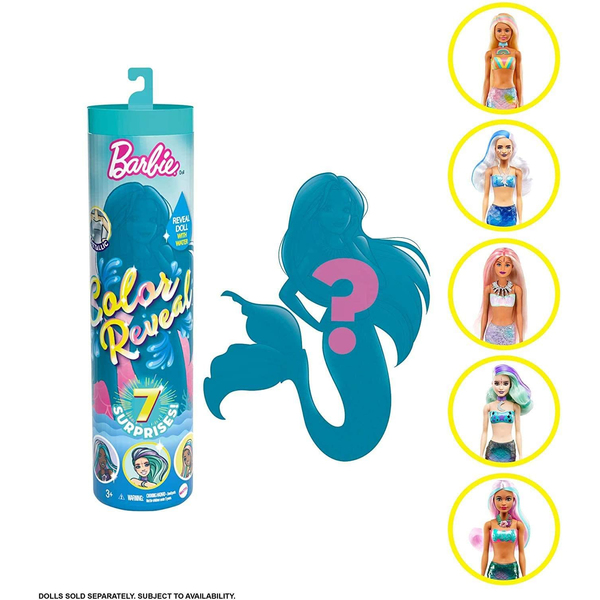 Poupée Barbie Color Reveal Sirène Mattel King Jouet, Barbie et poupées mannequin Mattel
