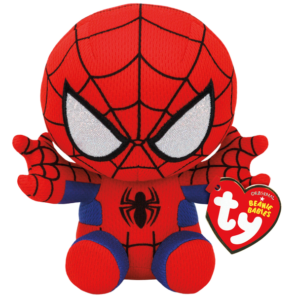 Peluche Spiderman Marvel Ty Beanie Babies 15cm - TY41188 - Rouge/Bleu - Dès 3 Ans - Collection Super-Héros