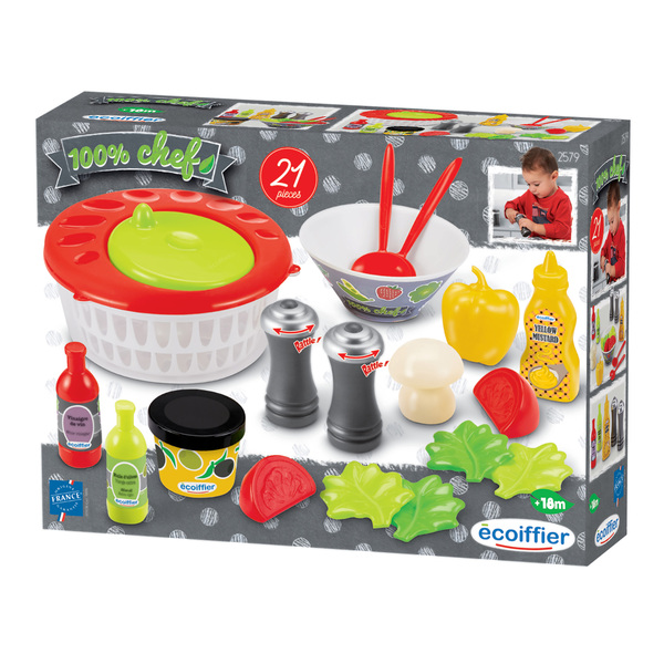 Coffret Salade Composée Ecoiffier - Essoreuse Fonctionnelle + Légumes, Dès 18 Mois, Made France