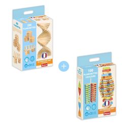 Lot de barils de 300 planchettes en bois naturel et couleur