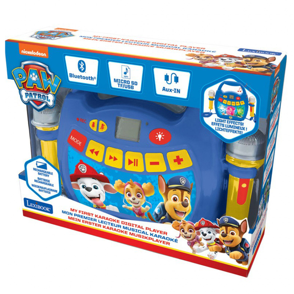 Microphone Karaoké Pat Patrouille Chase - Haut-Parleur Bluetooth - Lumières LED - Enfant 3 Ans Et Plus
