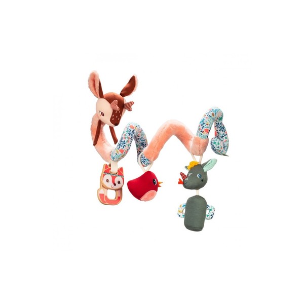 Spirale D'Activité Bébé Avec Peluches - Jouet Sensoriel Noir, Blanc, Rouge - 40 Cm - Pour Poussette, Siège Auto, Lit