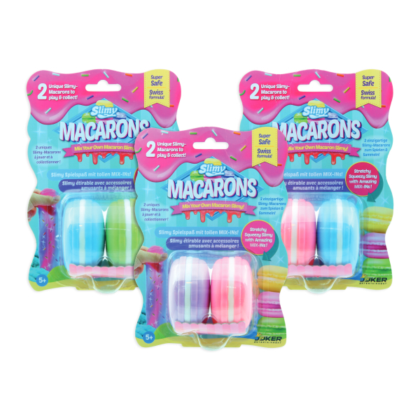 Slime Macarons SLIMY - 2 Boîtes De 50g (Bleu Et Vert) Avec Paillettes Et Vermicelles | Pâte à Modeler Élastique Pour Enfants