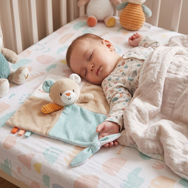 Doudou Carré Chicco Ourson Beige - Peluche Douce, Lavable, Premier Doudou Bébé