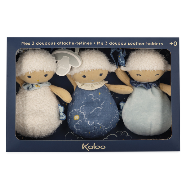 Set de 3 doudous attache tétines moutons - Doux sommeil