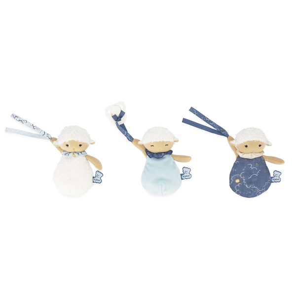 Set de 3 doudous attache tétines moutons - Doux sommeil