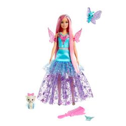 Barbie Dreamtopia – Poupée Princesse Flocons – Robe Qui Se Déploie – Cheveux Blonds Avec Mèche Rose – Brosse Incluse – GKH26