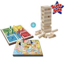 Coffret jeu en bois - Tour infernale Petits chevaux et Oie