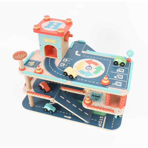 Circuit à Billes En Bois - Jouet éducatif Pour Enfants 1-4 Ans - 4 Voitures Arc-en-ciel