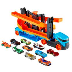 Camion transporteur Lift & Launch et 10 véhicules - Hot Wheels