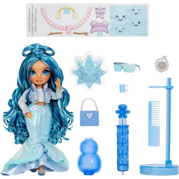 Poupée Rainbow High Winter Wonderland Skyler (Bleu) - 28cm Avec Neige Magique Et Bonhomme De Neige