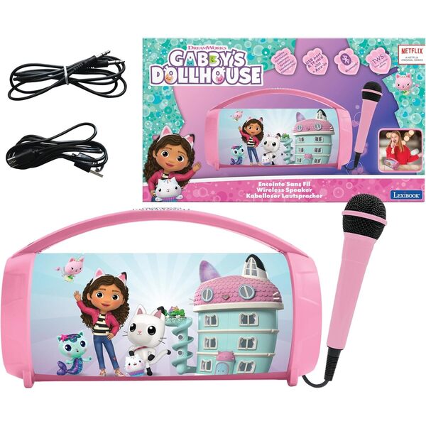 Lexibook Microphone Lumineux Gabby Et La Maison Magique - Haut-Parleur, Effets Lumineux, Aux-in - Jeu Musical Enfant