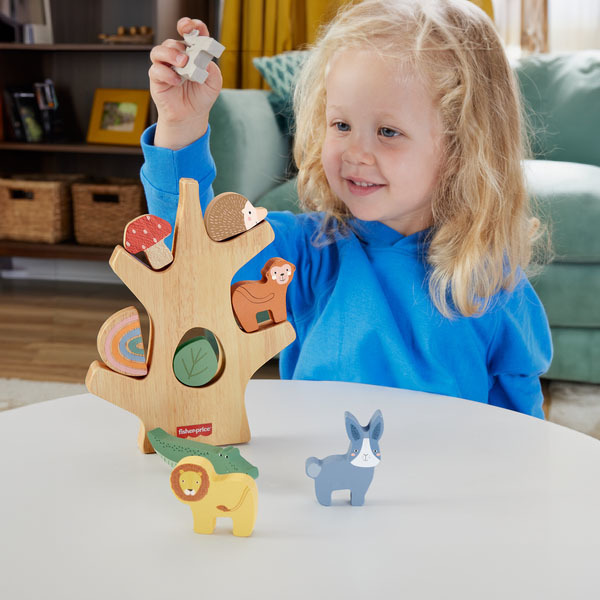 Empileur D'Anneaux Fisher-Price En Bois - 10 Pièces Pour Bébés Dès 18 Mois | Jeu Éducatif Montessori